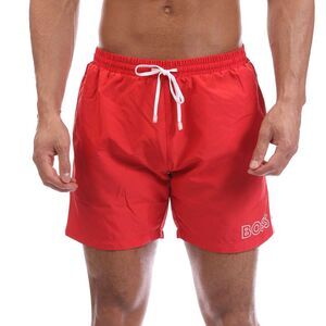 Boss Mens Logo Swimming Trunks / Red